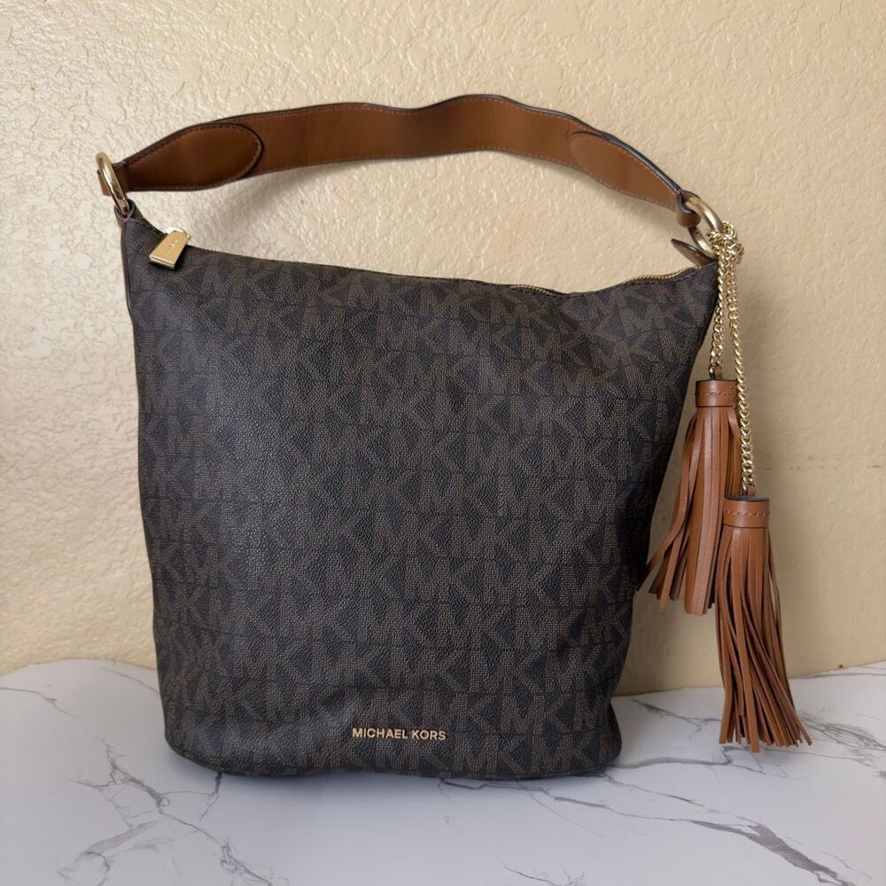Michael Kors Elana Large East West Convertible Shoulder Bag with tassels